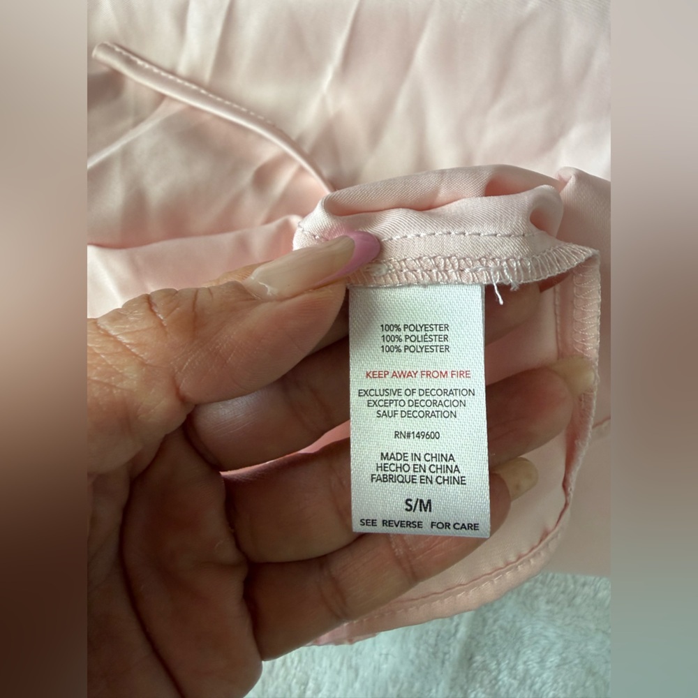 Flora Nikrooz Pink Satin Lace Robe & Cami Set 2PC Sleepwear Bridal S/M NWT - Picture 8 of 13